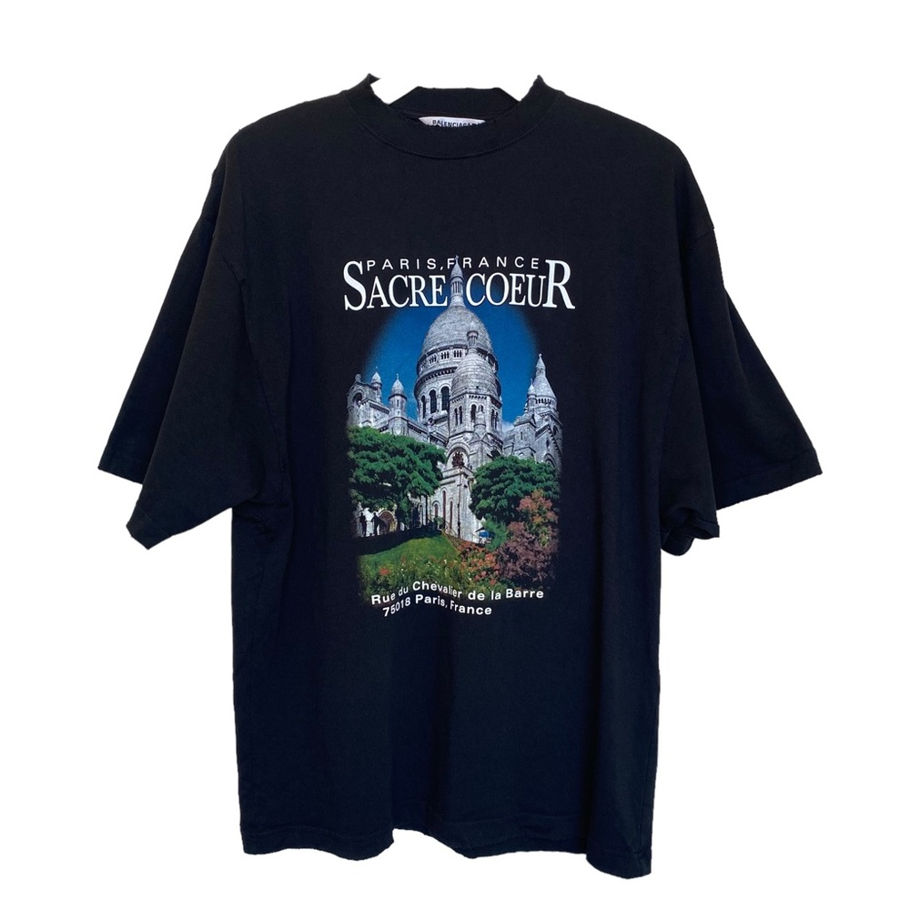 Balenciaga Paris Black Distressed Tee Size XS